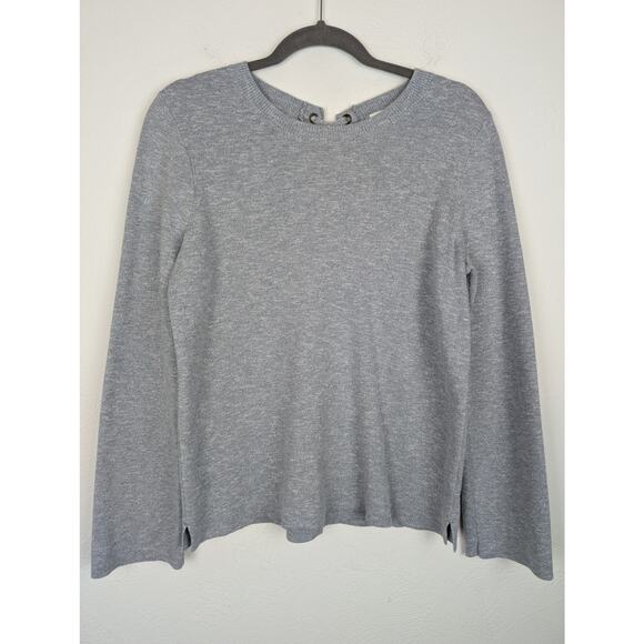 Madewell Sweater Lace Up Back Pullover Fall Winter Ballet Boho Gray Blue Size M - Picture 3 of 11